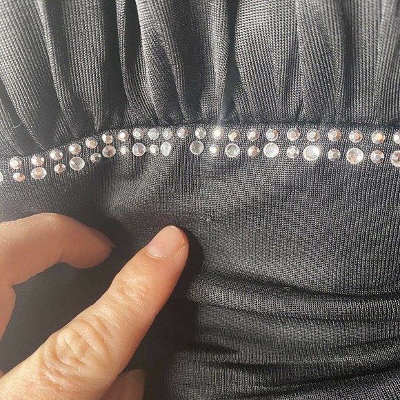 Pompous Girly Womens Sz 18W Black Cocktail Party Dress Sequin Chiffon High Low - Picture 8 of 10